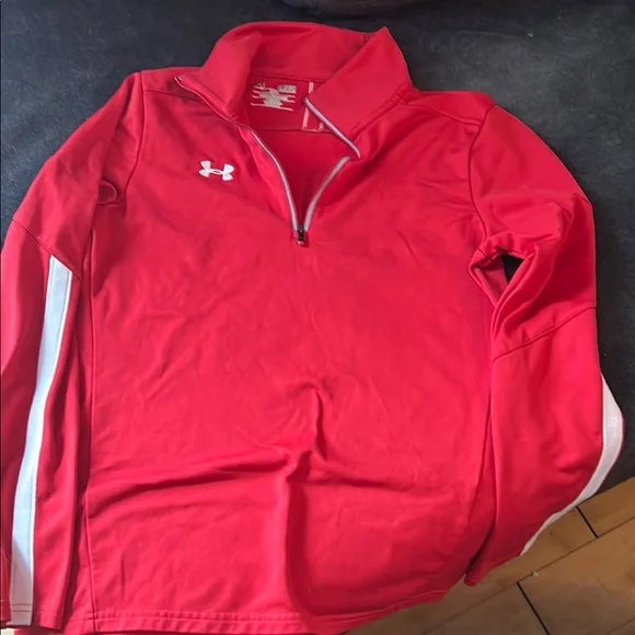 Under Armour Red Pullover with White Accents - Picture 4 of 7